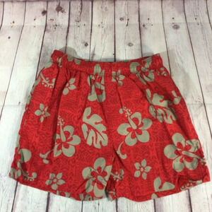 Sand n Sun Men’s Red Hawaiian Print Swim Trunks - Size Large (36-38)